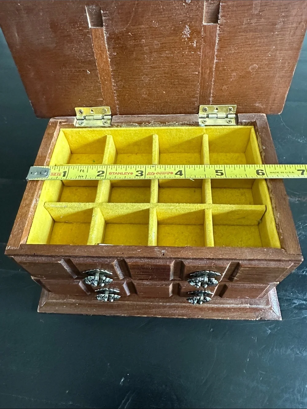 Classic Wooden Jewelry Organizer in Brown with Ornate Metal Pulls